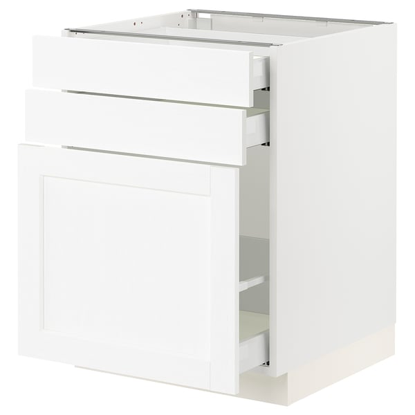 SEKTION / MAXIMERA Gabinete bajo/almcn extraíble/2 cjn, blanco Enköping/blanco efecto madera, 24x24x30 "