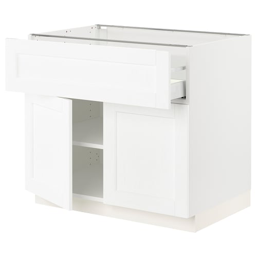 SEKTION / MAXIMERA Gabinete bajo+cajón/2 puertas, blanco Enköping/blanco efecto madera, 36x24x30 "