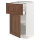 SEKTION / MAXIMERA Gabinete bajo+cajón/puerta, blanco Enköping/marrón efecto de nogal, 18x15x30 "