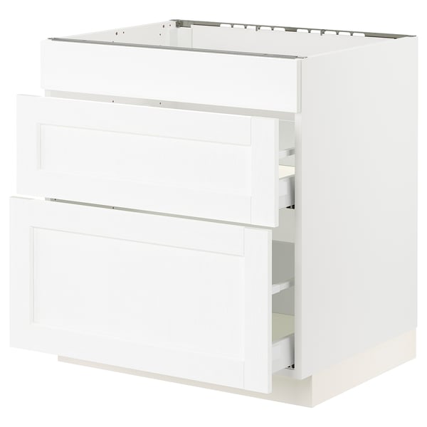 SEKTION / MAXIMERA Gabinete bajo estufa/3 frnt/2 cjn, blanco Enköping/blanco efecto madera, 30x24x30 "