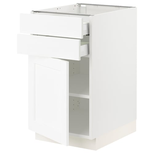SEKTION / MAXIMERA Gabinete bajo+puerta/2 cajones, blanco Enköping/blanco efecto madera, 18x24x30 "