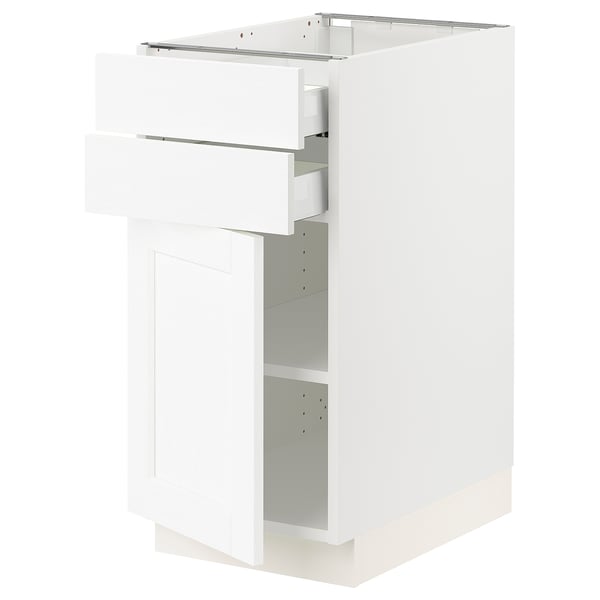 SEKTION / MAXIMERA Gabinete bajo+puerta/2 cajones, blanco Enköping/blanco efecto madera, 15x24x30 "