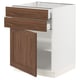 SEKTION / MAXIMERA Gabinete bajo+puerta/2 cajones, blanco Enköping/marrón efecto de nogal, 24x24x30 "