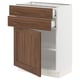 SEKTION / MAXIMERA Gabinete bajo+puerta/2 cajones, blanco Enköping/marrón efecto de nogal, 24x15x30 "