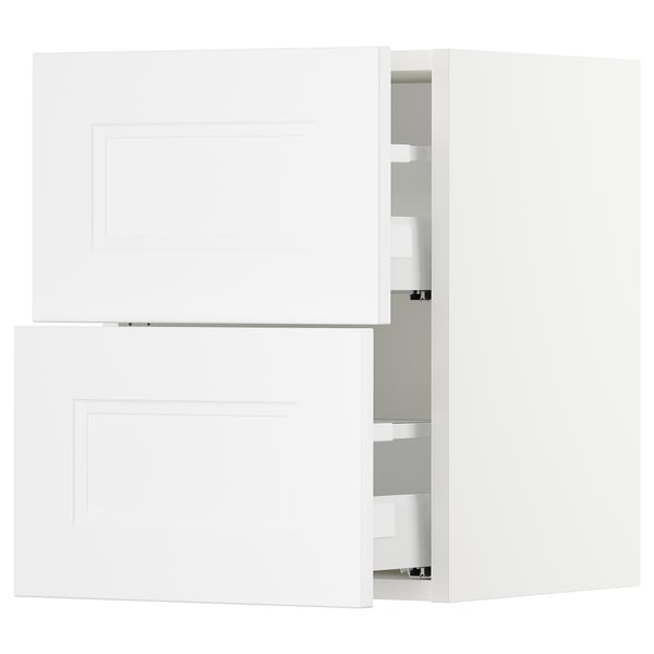 SEKTION / MAXIMERA Gabinete de pared+2 cajones, blanco/Axstad blanco mate, 15x15x20 "