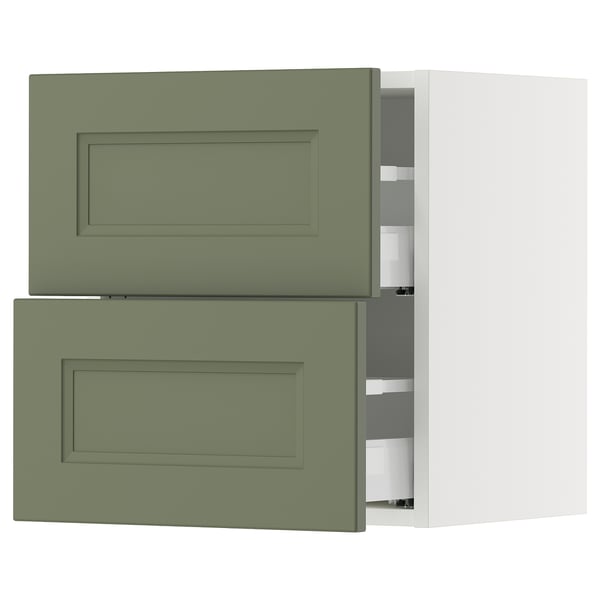 SEKTION / MAXIMERA Gabinete de pared+2 cajones, blanco/Axstad gris-verde, 18x15x20 "