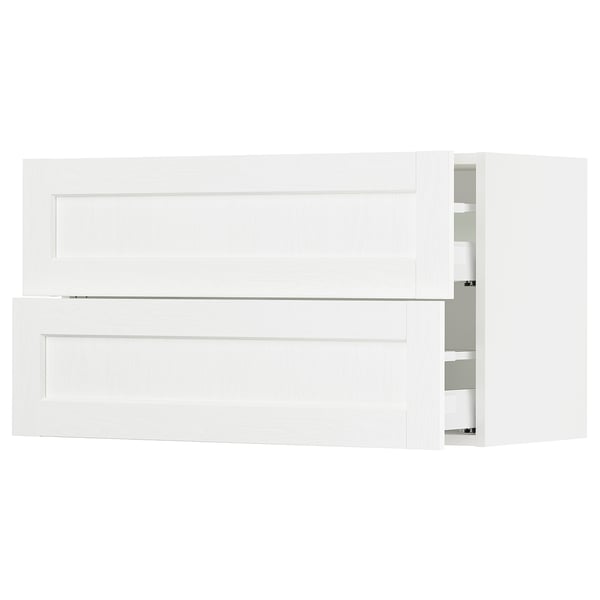 SEKTION / MAXIMERA Gabinete de pared+2 cajones, blanco Enköping/blanco efecto madera, 36x15x20 "