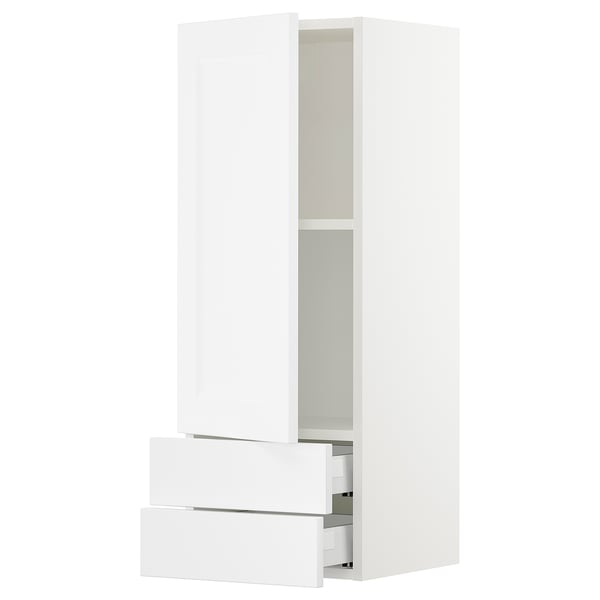 SEKTION / MAXIMERA Gabinete de pared+puerta/2 cajones, blanco/Axstad blanco mate, 15x15x40 "