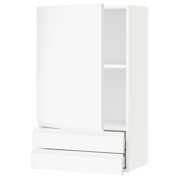 SEKTION / MAXIMERA Gabinete de pared+puerta/2 cajones, blanco/Voxtorp blanco mate, 24x15x40 "