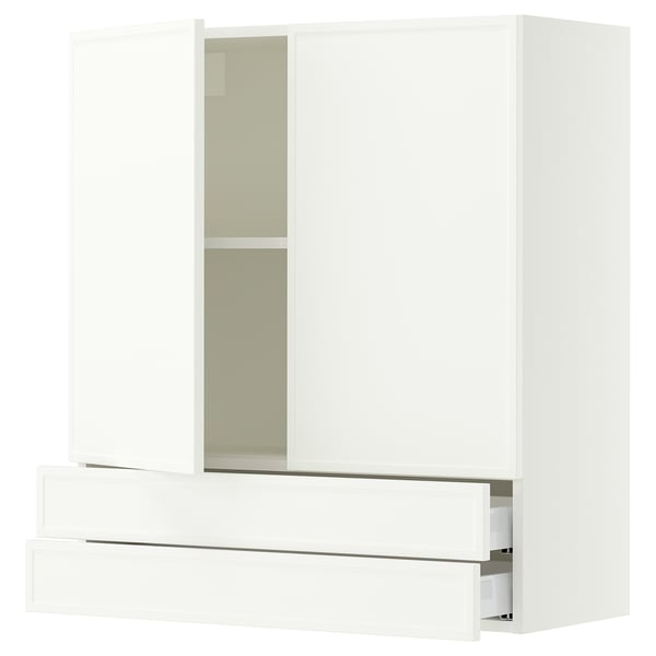 SEKTION / MAXIMERA Gabinete pared+2 puertas/2 cajones, blanco/Aspudden blanco mate, 36x15x40 "