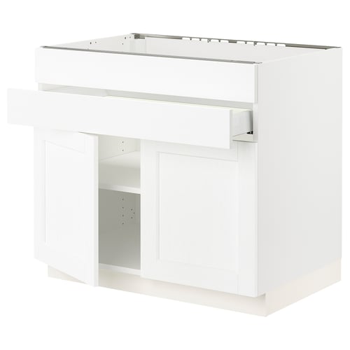 SEKTION / MAXIMERA Gbn bajo estufa/2puertas/2frnt/1cjn, blanco Enköping/blanco efecto madera, 36x24x30 "