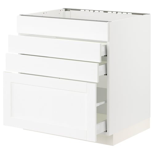 SEKTION / MAXIMERA Gbn bajo estufa/4 frentes/3 cajones, blanco Enköping/blanco efecto madera, 30x24x30 "