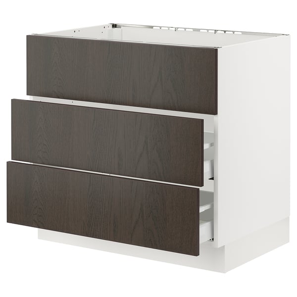 SEKTION / MAXIMERA Gbn bajo estufa/extractor int+cajón, blanco/Sinarp marrón, 36x24x30 "