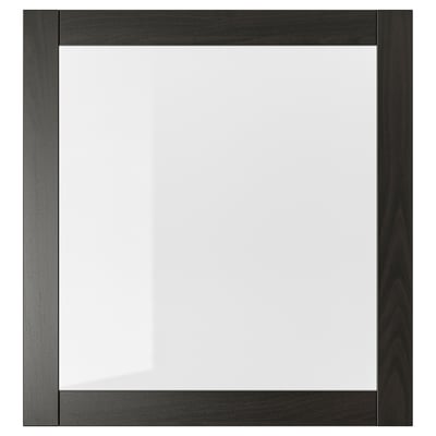 SINDVIK Puerta de vidrio, negro-marrón/vidrio transparente, 23 1/2x25 1/8 "
