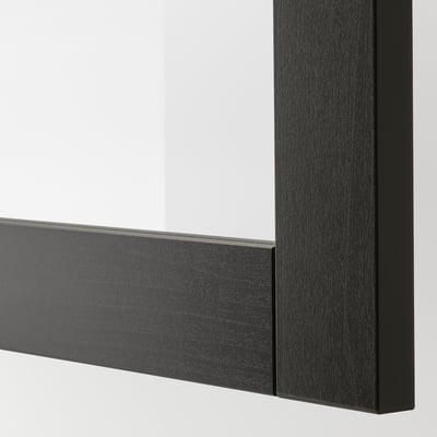 SINDVIK Puerta de vidrio, negro-marrón/vidrio transparente, 23 1/2x25 1/8 "