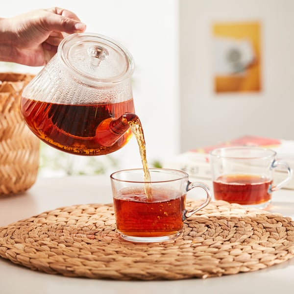 SKÄLRYTA Tetera, vidrio transparente, 1.1 qt