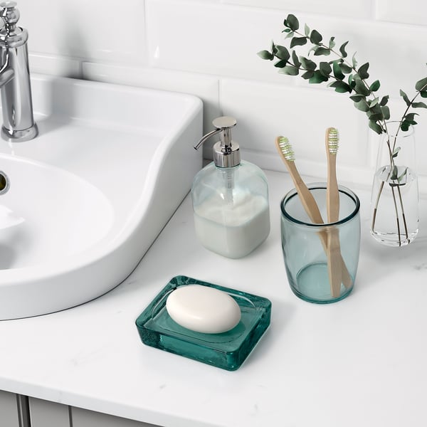 SKOGSFALK Juego de baño, 3 piezas, transparente