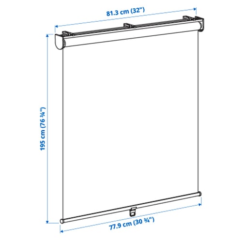SKOGSKLÖVER Persiana enrollable, blanco, 32x76 ¾ "