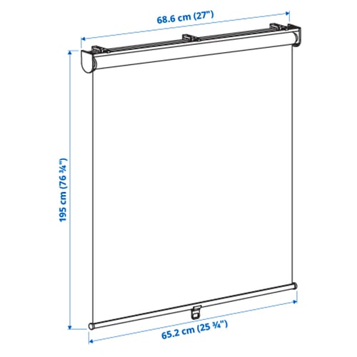 SKOGSKLÖVER Persiana enrollable, blanco, 27x76 ¾ "