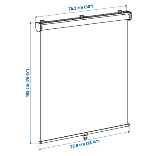 SKOGSKLÖVER Persiana enrollable, blanco, 30x76 ¾ "