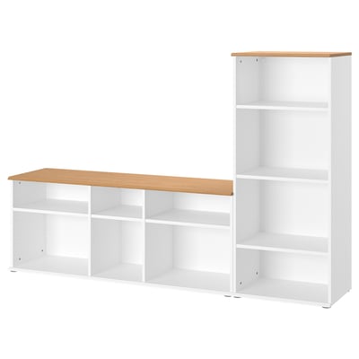 SKRUVBY Combinación de almacenaje para TV, blanco, 85x15x55 1/8 "