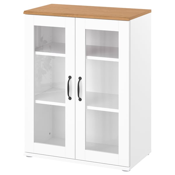 SKRUVBY Gabinete+puertas de vidrio, blanco, 27 1/2x35 3/8 "