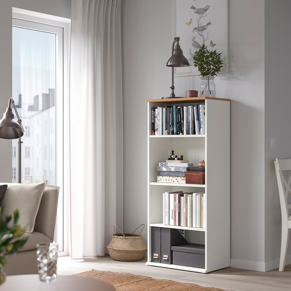 SKRUVBY Librero, blanco, 23 5/8x55 1/8 "
