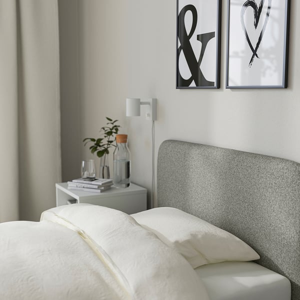 SLATTUM Funda para cabecera, Öreryd gris/beige, Tamaño twin