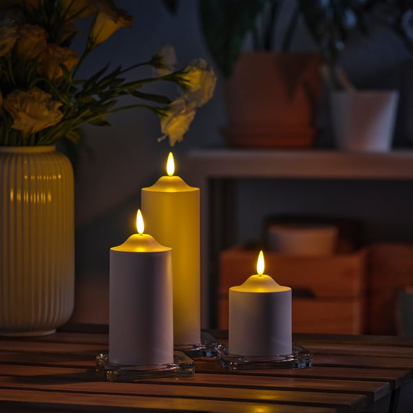SMÅLOM Vela grande LED, funciona con pilas blanco, 5 1/2 "