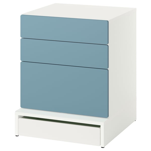 SMÅSTAD / UPPFÖRA Gavetero de 3 cajones, blanco/azul, 23 5/8x25 5/8x29 7/8 "