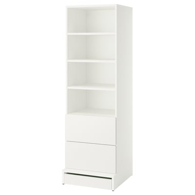 SMÅSTAD / UPPFÖRA Librero, blanco blanco/+2 cajones, 23 5/8x25 5/8x77 1/8 "