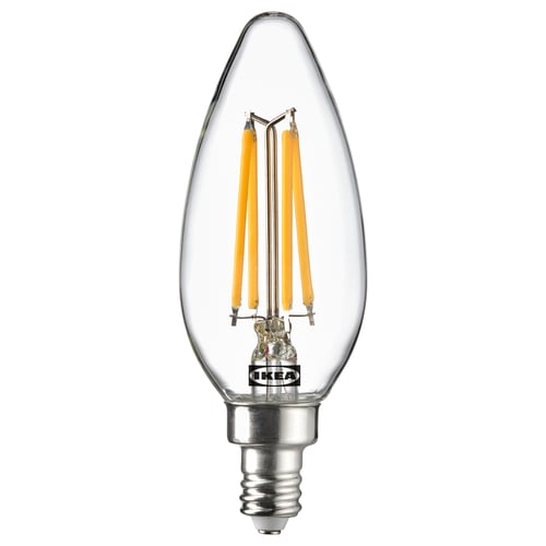 SOLHETTA Bombilla LED E12 250 lúmenes, candelabro/transparente