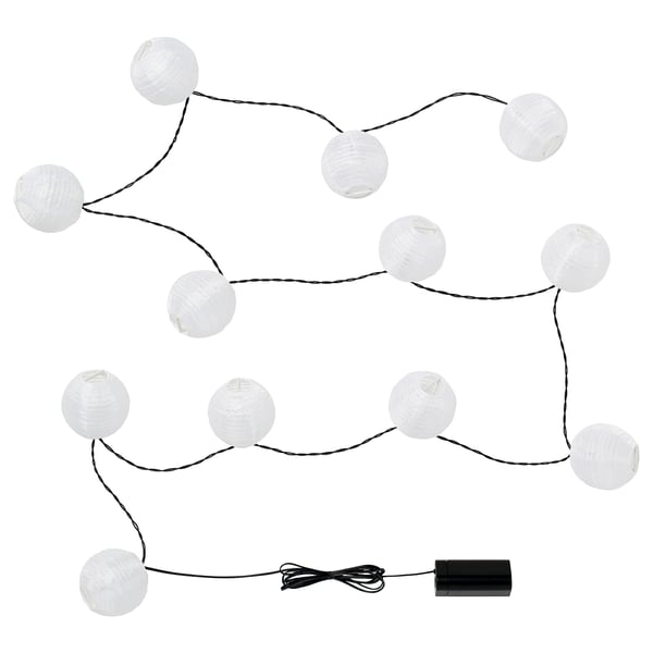SOLVINDEN Cadena iluminación LED+12 luces, funciona con pilas blanco