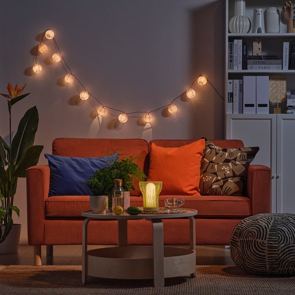 SOLVINDEN Cadena iluminación LED+12 luces, funciona con pilas rosado