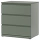 STORKLINTA Gavetero de 3 cajones, gris/verde/función de anclaje/desbloqueo, 27 1/2x18 7/8x29 1/2 "
