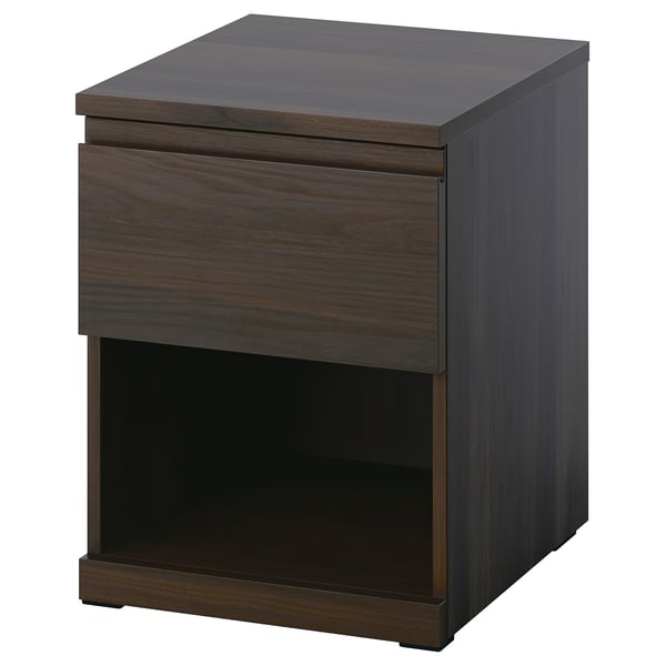 STORKLINTA Mesita de noche, marrón oscuro efecto de roble/+1 cajón, 15 3/4x18 7/8x20 7/8 "