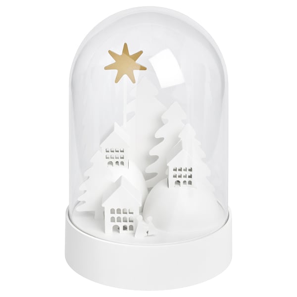 STRÅLA Adorno de mesa LED, funciona con pilas cúpula/pueblo blanco, 7 1/8 "