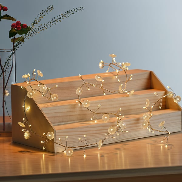 STRÅLA Cadena de iluminación LED, funciona con pilas flor