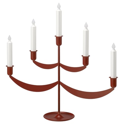 STRÅLA Candelabro LED, metal/funciona con pilas rojo