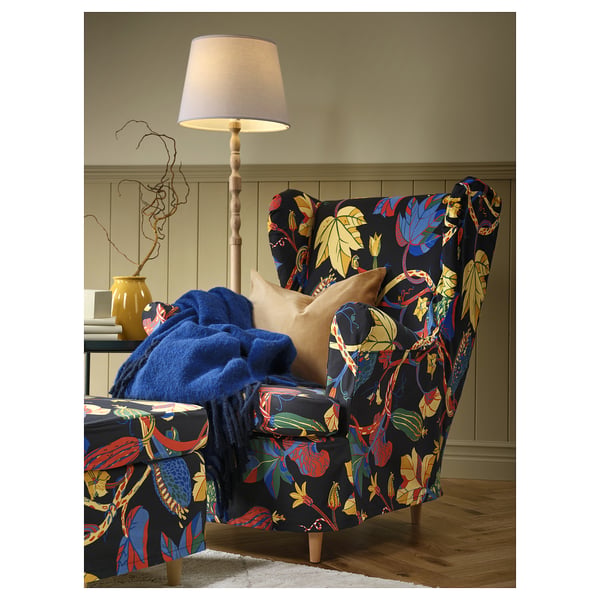 STRANDMON Funda para sillón de orejas, Stigsbo multicolor/negro