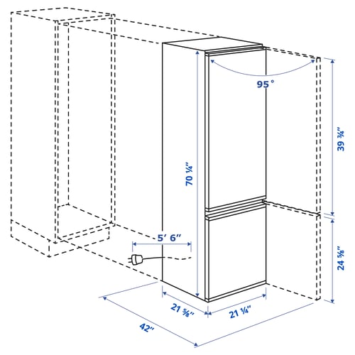 SUPERKALL Refrigerador integrado, apto para panel, 8.8 cu.ft