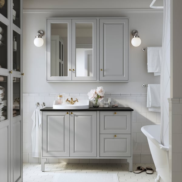 TÄNNFORSEN Gabinete de pared+puerta, gris claro, 18x6x37 "