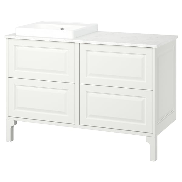 TÄNNFORSEN / ORRSJÖN Tocador de baño, blanco/blanco efecto de mármol, 49x21 1/2x35 3/8 "
