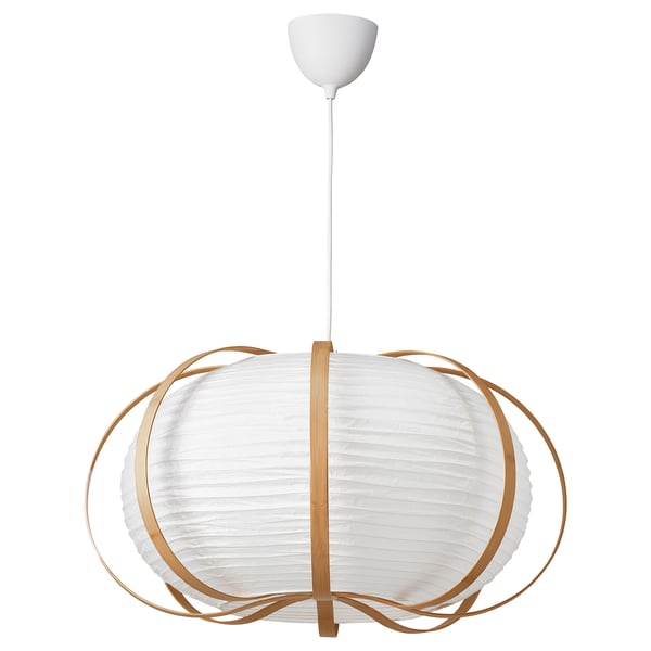 TAGGTOFS / HAVSDJUP Lámpara colgante, blanco bambú, 26 3/8 "