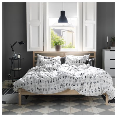 TARVA Base de cama, pino/Luröy, Tamaño queen