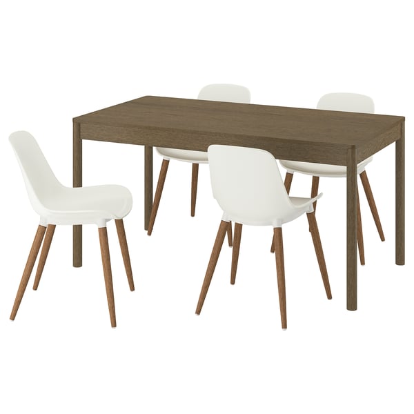 TONSTAD / GRÖNSTA Mesa con 4 sillas, marrón chapa de roble/blanco, 59x31 1/2 "