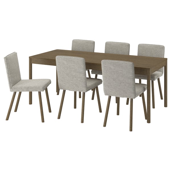 TONSTAD / TONSTAD Mesa y 6 sillas, marrón chapa de roble/Viarp beige/marrón efecto de roble en marrón, 78 3/4x33 1/2 "
