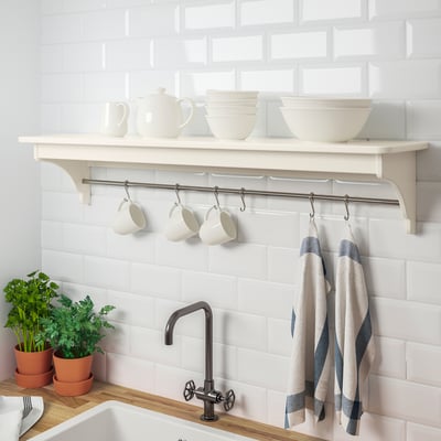 TORNVIKEN Estante de pared, color hueso, 47 1/4 "