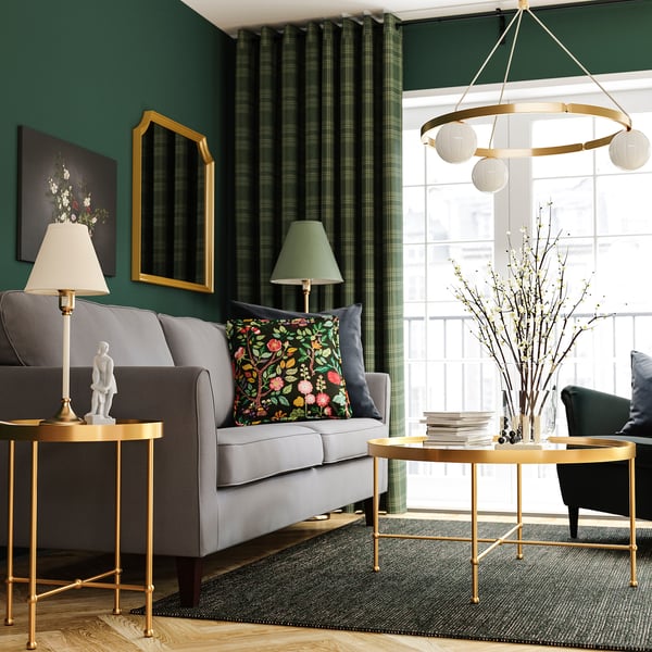 TORSJÖ Mesa de centro, efecto dorado/vidrio, 34 5/8 "