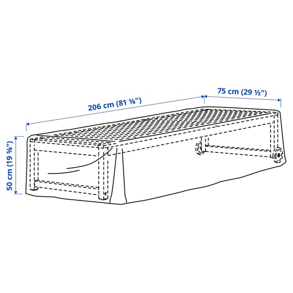 TOSTERÖ Funda muebles exterior, negro, 81 1/8x29 1/2 "